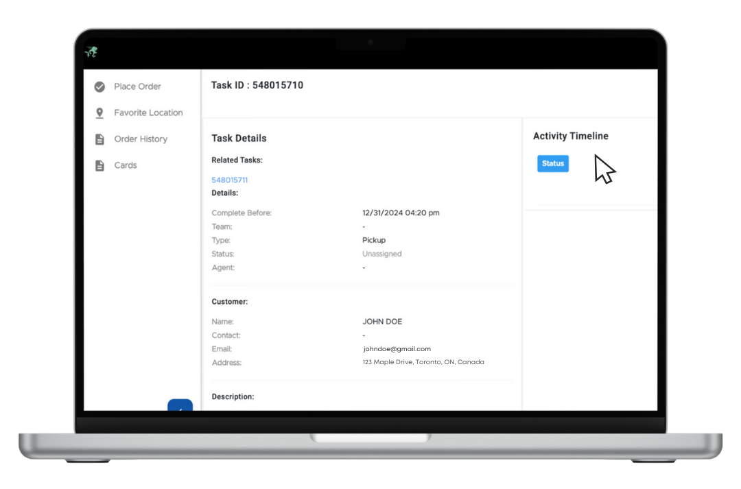 View status of your order